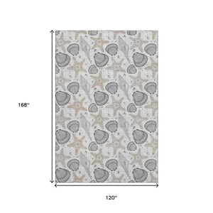 HomeRoots 10' X 14' Light Gray Charcoal Geometric Area Rug - Machine Washable, UV Protected for Busy Homes 645780