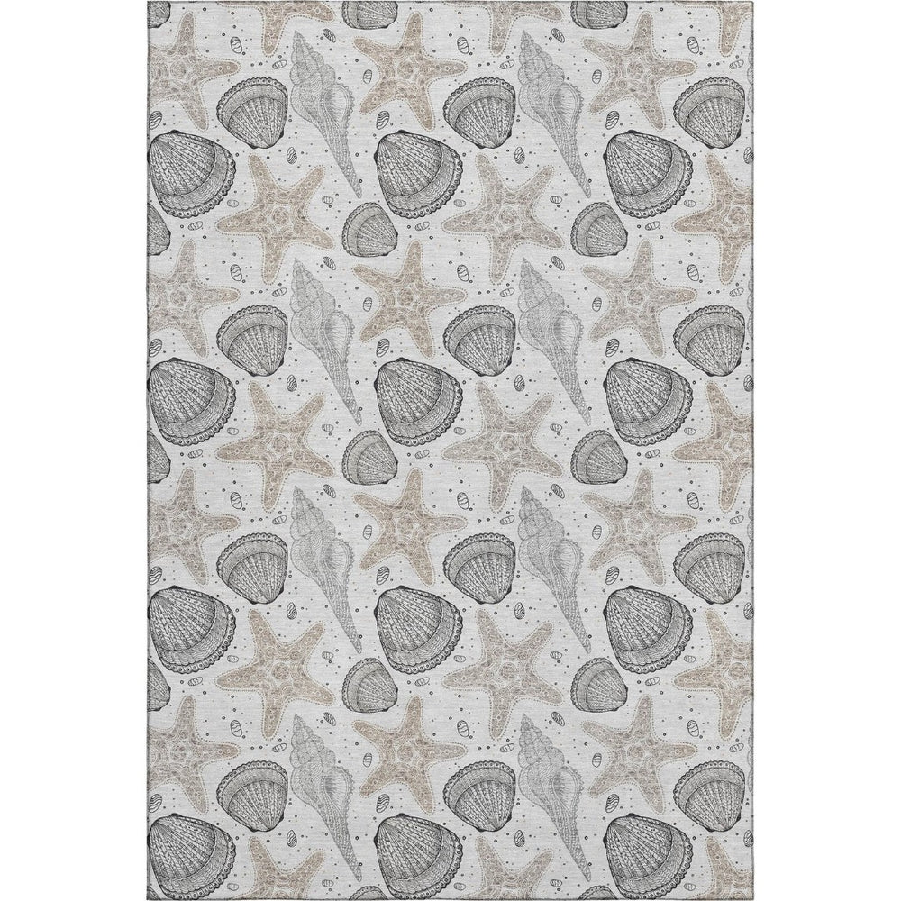 HomeRoots 10' X 14' Light Gray Charcoal Geometric Area Rug - Machine Washable, UV Protected for Busy Homes 645780
