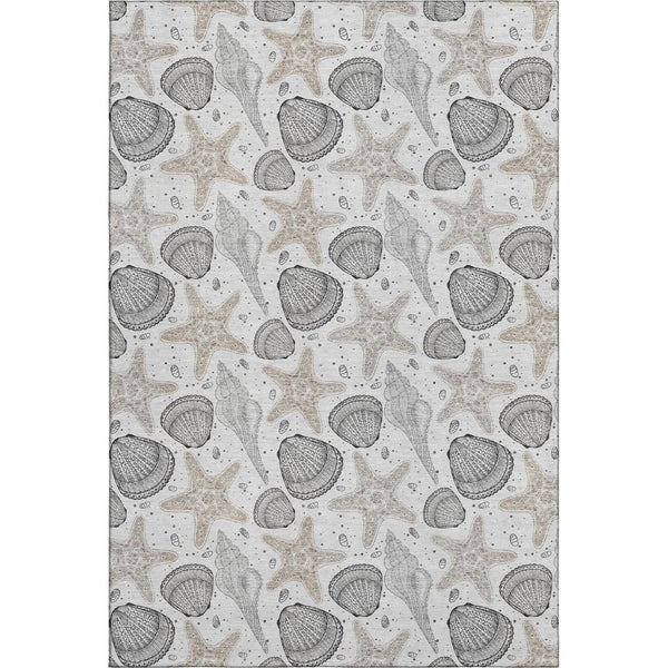 HomeRoots 10' X 14' Light Gray Charcoal Geometric Area Rug - Machine Washable, UV Protected for Busy Homes 645780
