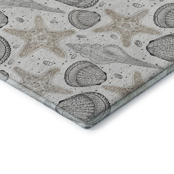 HomeRoots 10' X 14' Light Gray Charcoal Geometric Area Rug - Machine Washable, UV Protected for Busy Homes 645780