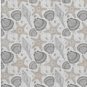 HomeRoots 10' X 14' Light Gray Charcoal Geometric Area Rug - Machine Washable, UV Protected for Busy Homes 645780