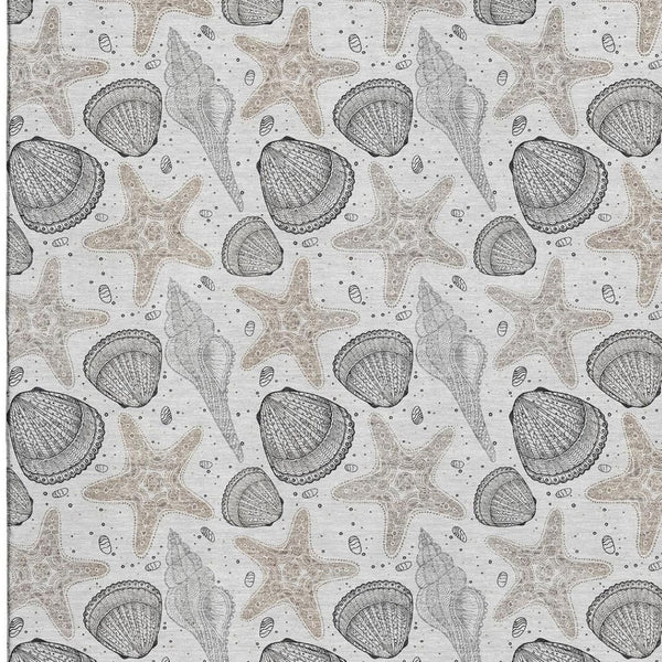 HomeRoots 10' X 14' Light Gray Charcoal Geometric Area Rug - Machine Washable, UV Protected for Busy Homes 645780