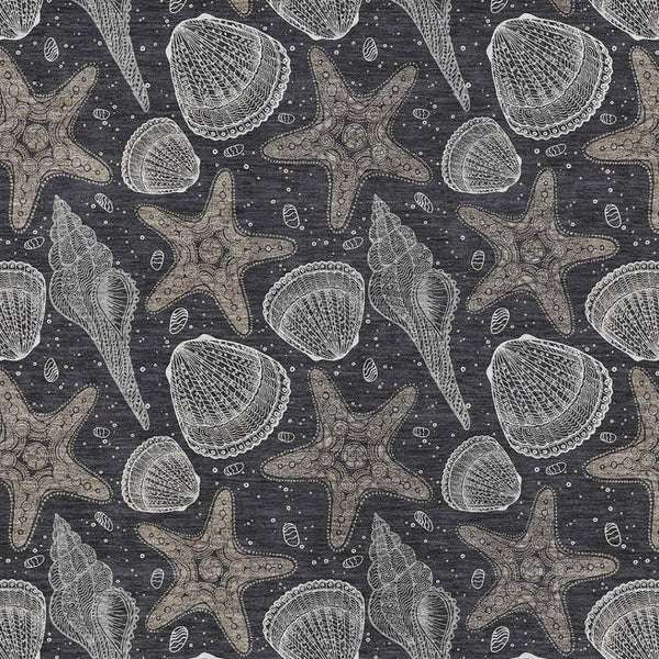 HomeRoots 5' X 8' Washable Geometric Area Rug in Midnight & Taupe - Durable, Stain-Resistant & UV Protected! 645782