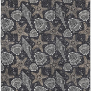 HomeRoots 10' X 14' Modern Coastal Geometric Area Rug in Midnight & Taupe - Washable & UV Protected! 645786