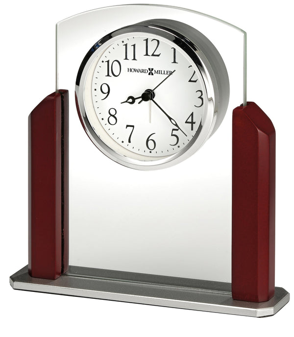 Hekman Furniture Landon Elegant Glass Table Clock With Satin Rosewood Finish And Quartz Movement For Home Or Office  Landon Tabletop Clock 645791-hekman