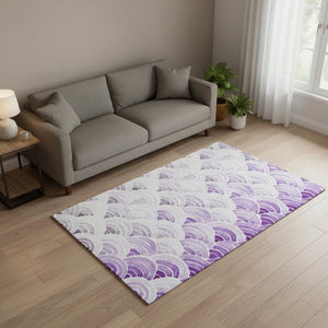 HomeRoots 5' X 8' Washable Purple Ivory Gray Geometric Area Rug - UV Protected, Stylish & Easy-Care Solution 645794