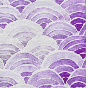 HomeRoots 5' X 8' Washable Purple Ivory Gray Geometric Area Rug - UV Protected, Stylish & Easy-Care Solution 645794