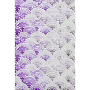 HomeRoots 8' X 10' Stylish Purple Ivory Gray Geometric Washable Area Rug - UV Resistant for Easy Care & Durability 645796