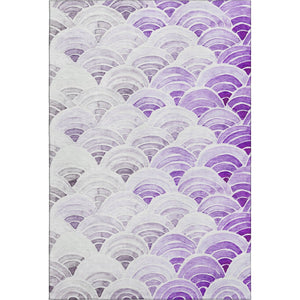 HomeRoots 9' X 12' Contemporary Purple and Gray Geometric Area Rug - Washable, UV-Protected for Busy Homes 645797