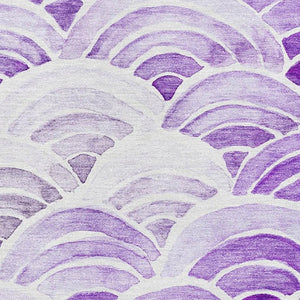 HomeRoots 10' X 14' Coastal-Inspired Purple, Ivory & Gray Geometric Washable Area Rug with UV Protection 645798