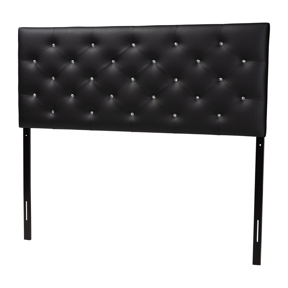 Baxton Studio Baxton Studio Viviana Modern Black Faux Leather Button-Tufted Queen Headboard for Elegant Bedrooms BBT6506-Black-Queen HB