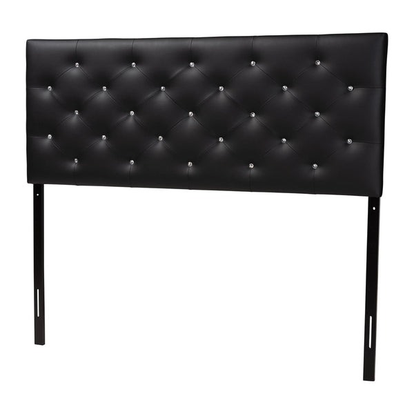 Baxton Studio Baxton Studio Viviana Modern Black Faux Leather Button-Tufted Queen Headboard for Elegant Bedrooms BBT6506-Black-Queen HB