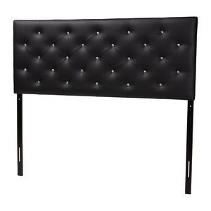 Baxton Studio Baxton Viviana Contemporary Faux Leather Button-Tufted Full Headboard for Stylish Bedroom Décor Black BBT6506-Black-Full HB
