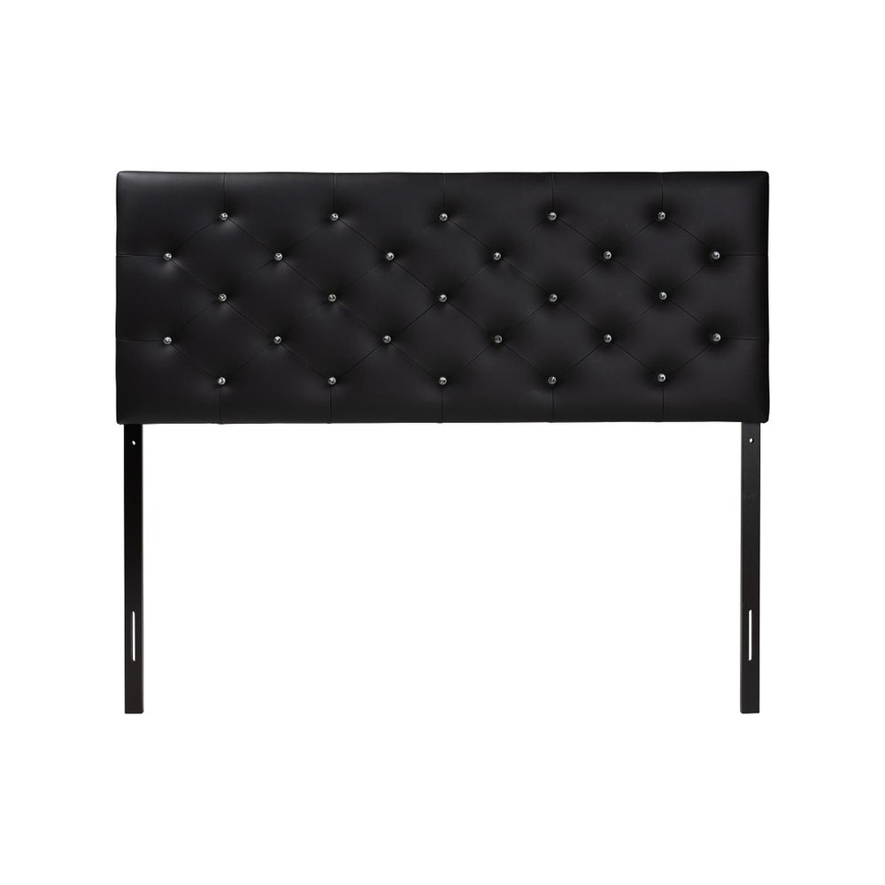 Baxton Studio Baxton Studio Viviana Modern Black Faux Leather Button-Tufted Queen Headboard for Elegant Bedrooms BBT6506-Black-Queen HB