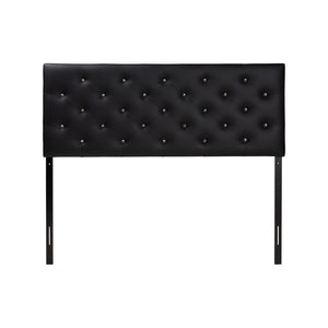 Baxton Studio Baxton Studio Viviana Modern Black Faux Leather Button-Tufted Queen Headboard for Elegant Bedrooms BBT6506-Black-Queen HB