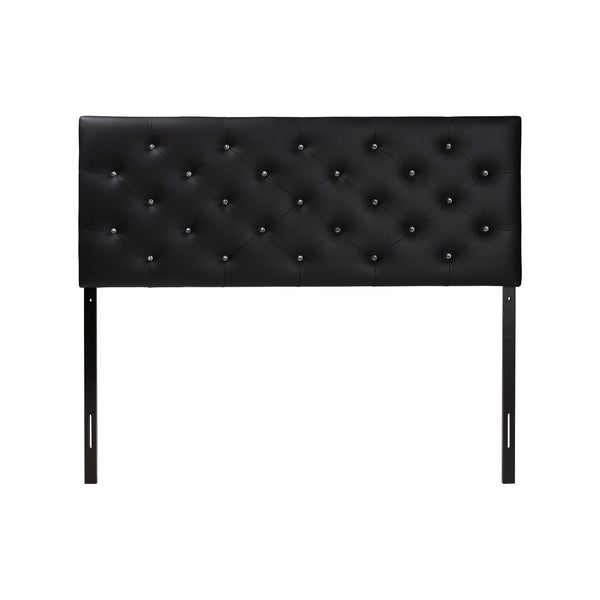 Baxton Studio Baxton Studio Viviana Modern Black Faux Leather Button-Tufted Queen Headboard for Elegant Bedrooms BBT6506-Black-Queen HB
