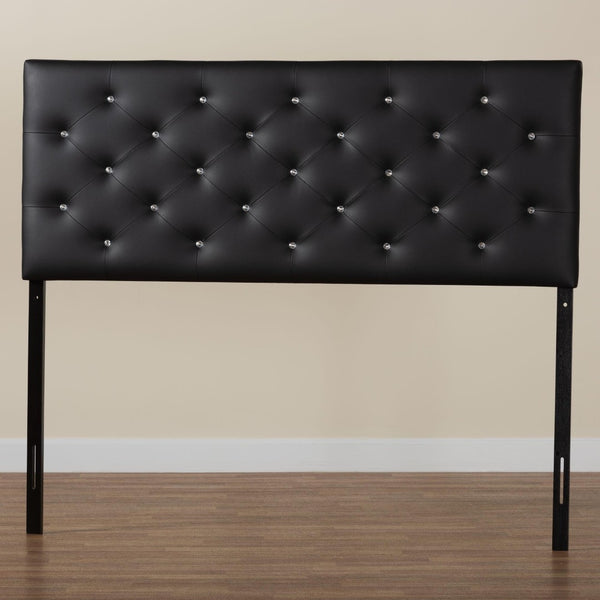 Baxton Studio Baxton Studio Viviana Modern Black Faux Leather Button-Tufted Queen Headboard for Elegant Bedrooms BBT6506-Black-Queen HB