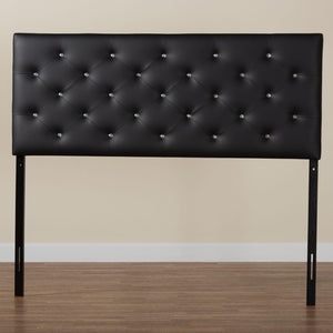 Baxton Studio Baxton Viviana Contemporary Faux Leather Button-Tufted Full Headboard for Stylish Bedroom Décor Black BBT6506-Black-Full HB
