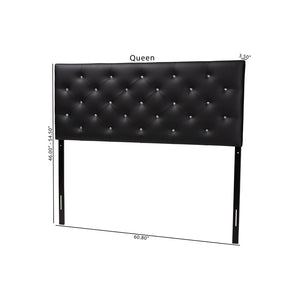 Baxton Studio Baxton Studio Viviana Modern Black Faux Leather Button-Tufted Queen Headboard for Elegant Bedrooms BBT6506-Black-Queen HB