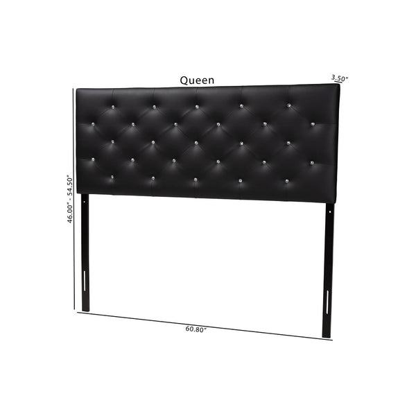 Baxton Studio Baxton Studio Viviana Modern Black Faux Leather Button-Tufted Queen Headboard for Elegant Bedrooms BBT6506-Black-Queen HB