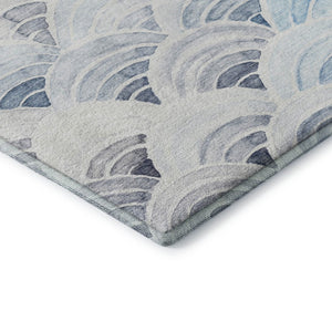 HomeRoots 8' X 10' Blue Ivory Gray Geometric Washable Area Rug - UV Resistant, Stain-Proof, Easy Care Design 645808