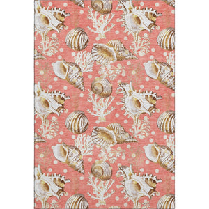HomeRoots 5' X 8' Stylish Peach Ivory Geometric Area Rug – Washable, UV Protected, Durable for Homes & Kids 645812