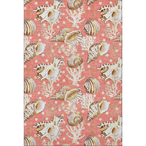 HomeRoots 8' X 10' Peach Ivory Geometric Area Rug - Washable, UV Protected, Stain Resistant for Busy Homes 645814
