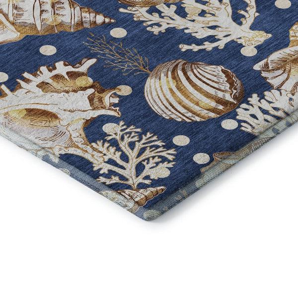 HomeRoots 10' X 14' Blue Ivory Geometric Washable Area Rug - Stylish, Durable Design with UV Protection! 645822