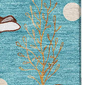 HomeRoots 8' X 10' Aqua Ivory Beige Geometric Area Rug - Washable, UV Protected, Ideal for Coastal Spaces 645826