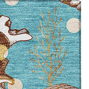 HomeRoots 9' X 12' Aqua Ivory Beige Geometric Area Rug - Durable, Washable, UV-Protected for Busy Homes! 645827