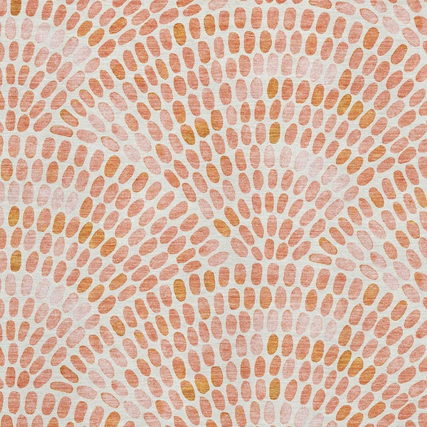 HomeRoots 8' X 10' Peach & Ivory Geometric Washable Area Rug – Durable, Stain-Resistant with UV Protection! 645838