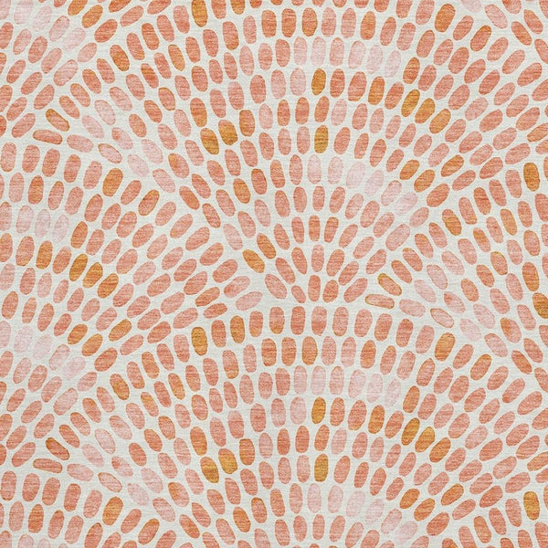 HomeRoots 9' X 12' Peach and Ivory Geometric Area Rug – Stylish, Washable, UV-Protected, Pet-Friendly Design 645839