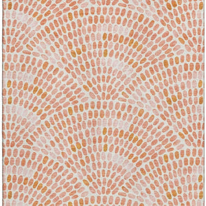 HomeRoots 10' X 14' Peach Geometric Area Rug - Washable, UV Protected, Stain Resistant for Busy Homes 645840