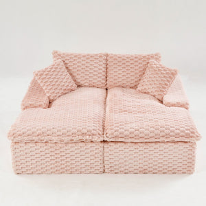 English Elm Pink Turtle Velvet Double Chaise Lounge – Versatile Lazy Sofa With Plush Comfort For Stylish Relaxation W3371S00030-GIGA