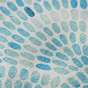 HomeRoots 8' Aqua and Ivory Geometric Round Rug - Washable, UV Protected, Stain Resistant for Busy Homes 645843