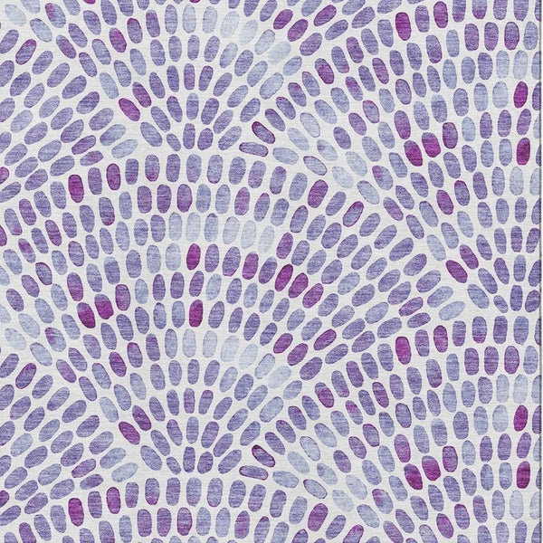 HomeRoots 5' X 8' Purple & Ivory Geometric Area Rug - Washable, UV Protected, Kid & Pet Friendly Design 645848