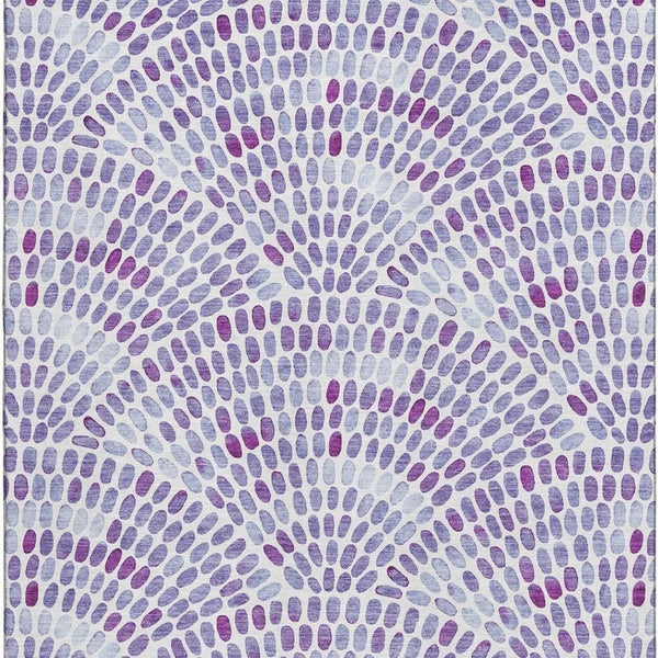 HomeRoots 5' X 8' Purple & Ivory Geometric Area Rug - Washable, UV Protected, Kid & Pet Friendly Design 645848
