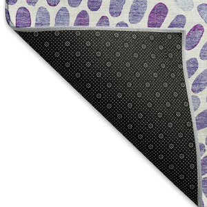 HomeRoots 8' Stylish Purple and Ivory Geometric Round Rug - Washable, UV-Protected, Ideal for Busy Homes 645849