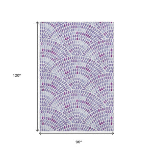 HomeRoots 8' X 10' Geometric Purple & Ivory Area Rug – Stylish, Washable, UV-Protected for Homes with Kids & Pets 645850