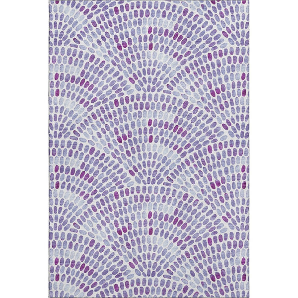 HomeRoots 8' X 10' Geometric Purple & Ivory Area Rug – Stylish, Washable, UV-Protected for Homes with Kids & Pets 645850