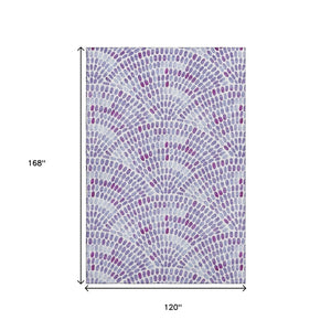 HomeRoots 10' Purple and Ivory Geometric Washable Area Rug – Stylish, Stain-Resistant, UV Protected Design! 645852