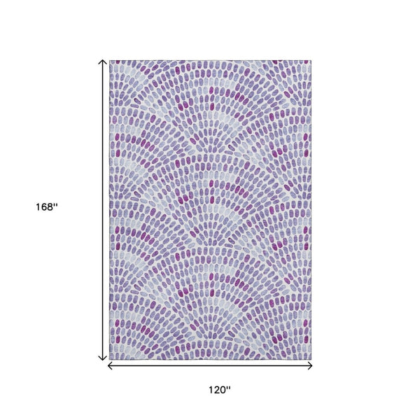 HomeRoots 10' Purple and Ivory Geometric Washable Area Rug – Stylish, Stain-Resistant, UV Protected Design! 645852