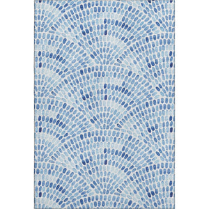 HomeRoots 8' X 10' Stylish Blue & Ivory Geometric Area Rug – Washable, UV Protected, Ideal for Homes with Kids! 645856