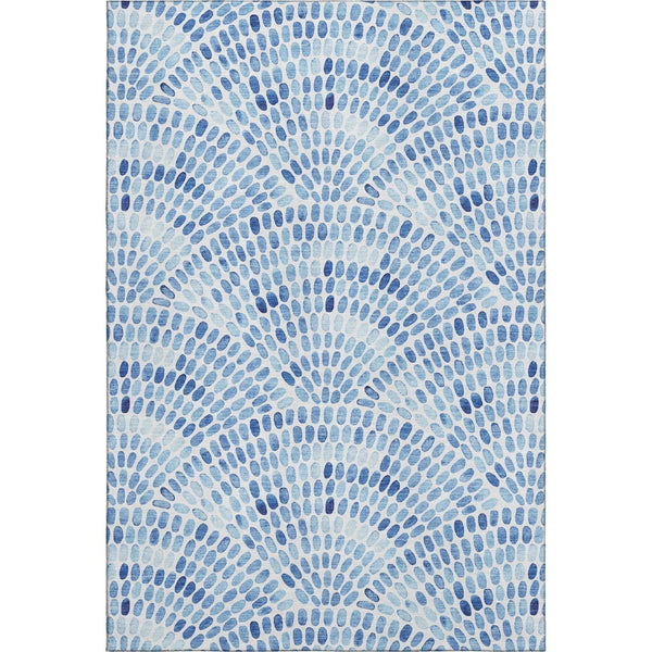 HomeRoots 8' X 10' Stylish Blue & Ivory Geometric Area Rug – Washable, UV Protected, Ideal for Homes with Kids! 645856