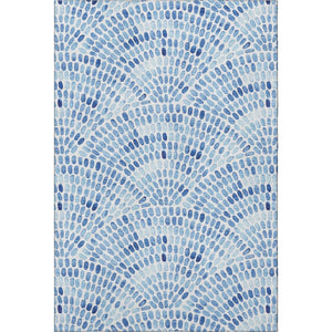 HomeRoots 8' X 10' Stylish Blue & Ivory Geometric Area Rug – Washable, UV Protected, Ideal for Homes with Kids! 645856