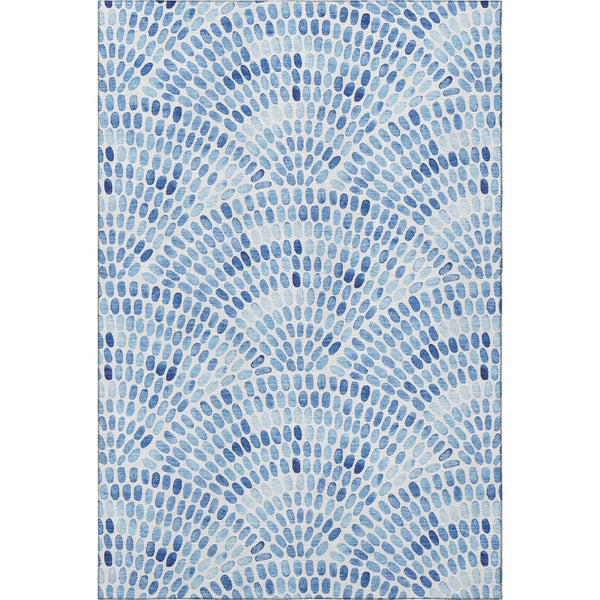 HomeRoots 8' X 10' Stylish Blue & Ivory Geometric Area Rug – Washable, UV Protected, Ideal for Homes with Kids! 645856