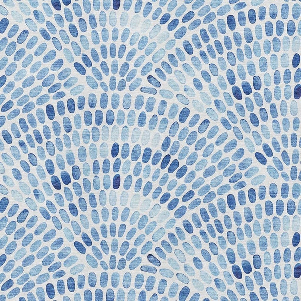 HomeRoots 9' X 12' Geometric Blue & Ivory Area Rug - Washable, UV Protected, Durable for High-Traffic Spaces 645857
