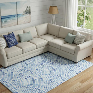 HomeRoots 10' X 14' Blue And Ivory Geometric Area Rug - Durable, Washable, UV-Protected for Stylish Spaces 645858