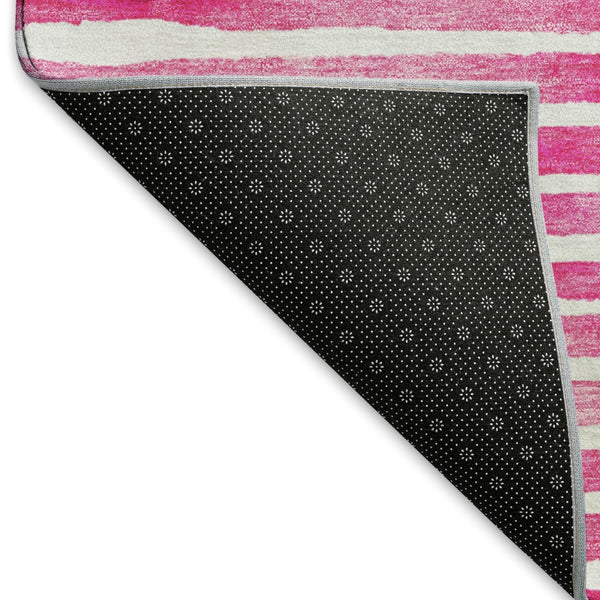HomeRoots 8' Vibrant Pink, Purple & Ivory Geometric Round Rug - Washable, Stain Resistant & UV Protected! 645867