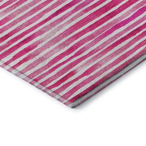 HomeRoots 8' Vibrant Pink, Purple & Ivory Geometric Round Rug - Washable, Stain Resistant & UV Protected! 645867